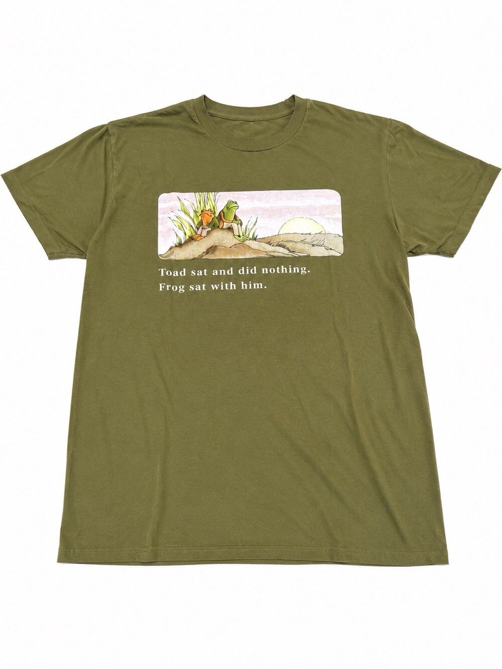 Frog and Toad Together T-Shirt Mens Large Olive Green Book Quote Arnold Lobel